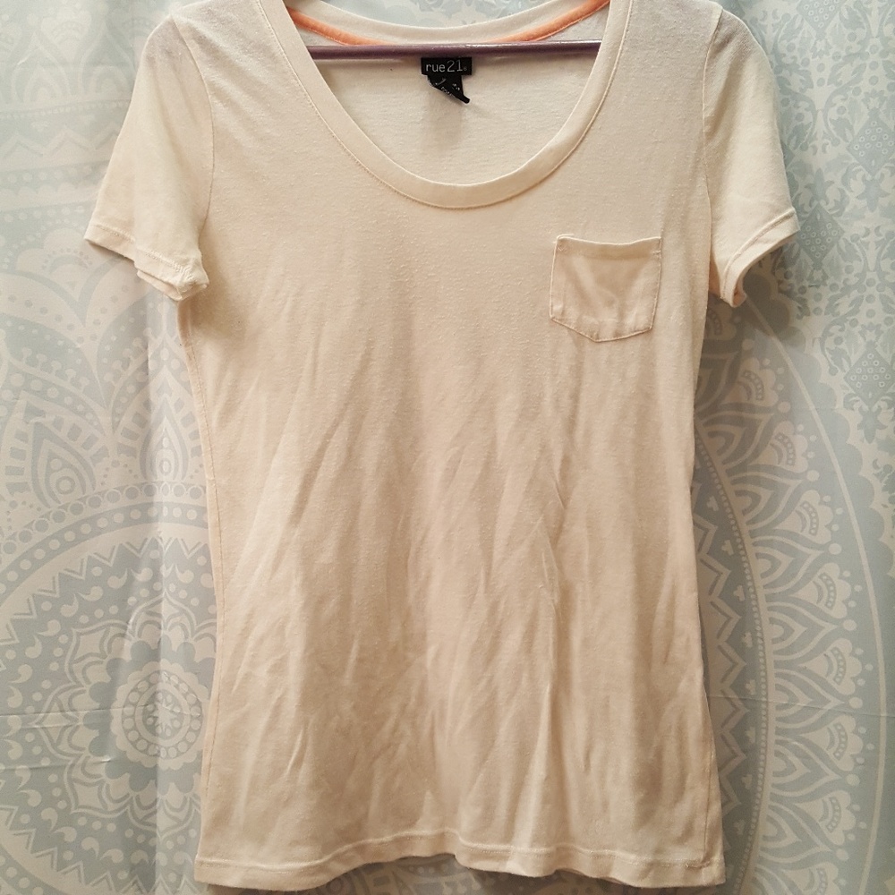 Rue 21 Short Sleeve Pocket Tee XL White